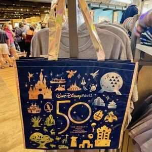 🆕 WDW Walt Disney World 50th Anniversary Large Mickey Mouse Reusable Tote Bag